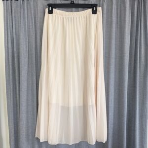 See You Monday White Maxi Skirt XL Pullon Pleated Fairy Ethereal Cream Lined
